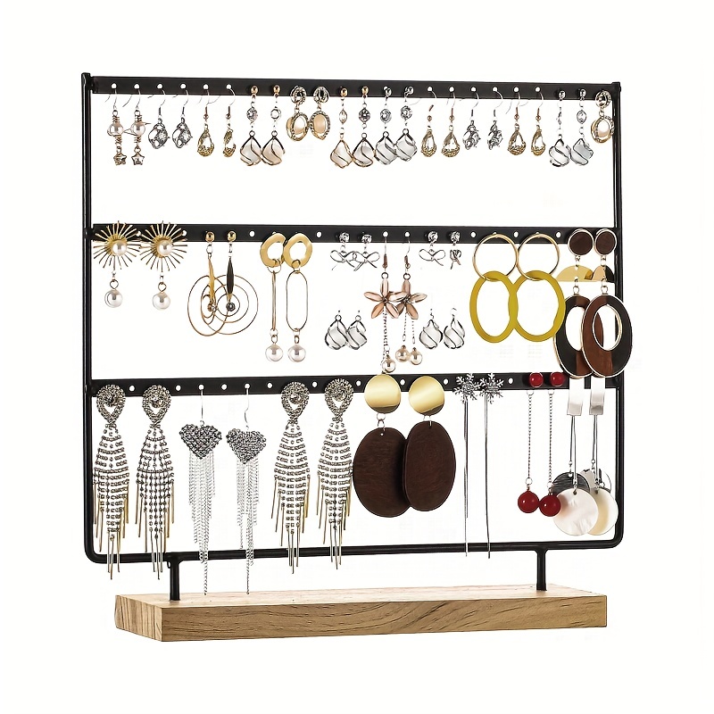 3 Tiers 72 Holes Earring Display Holder Metal Jewelry Storage Organizer